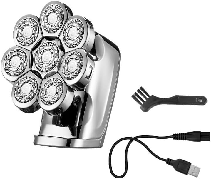 Men's Electric Razor - Waterproof Rechargeable Shaver with 8 Cutter Floating Blades for Bald Head and Hair Clipping