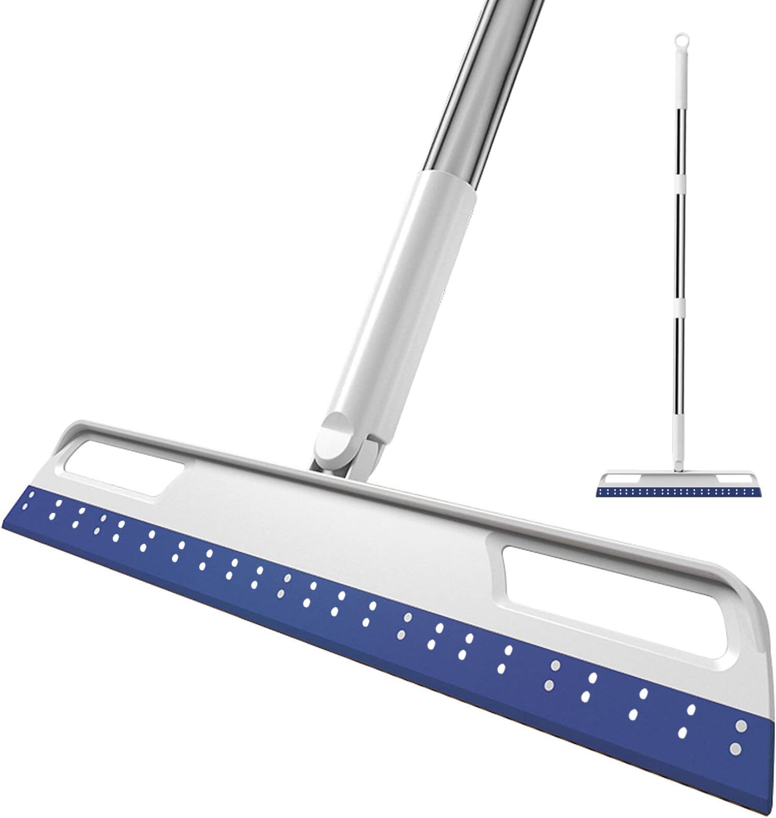 Multifunction Magic Broom, 3-in-1 Adjustable Indoor Broom Sweeper, Detachable Floor Squeegee Glass Wiper, Washable Scraping Brooms for Tile Windows, Pet Hair Remover (Blue)