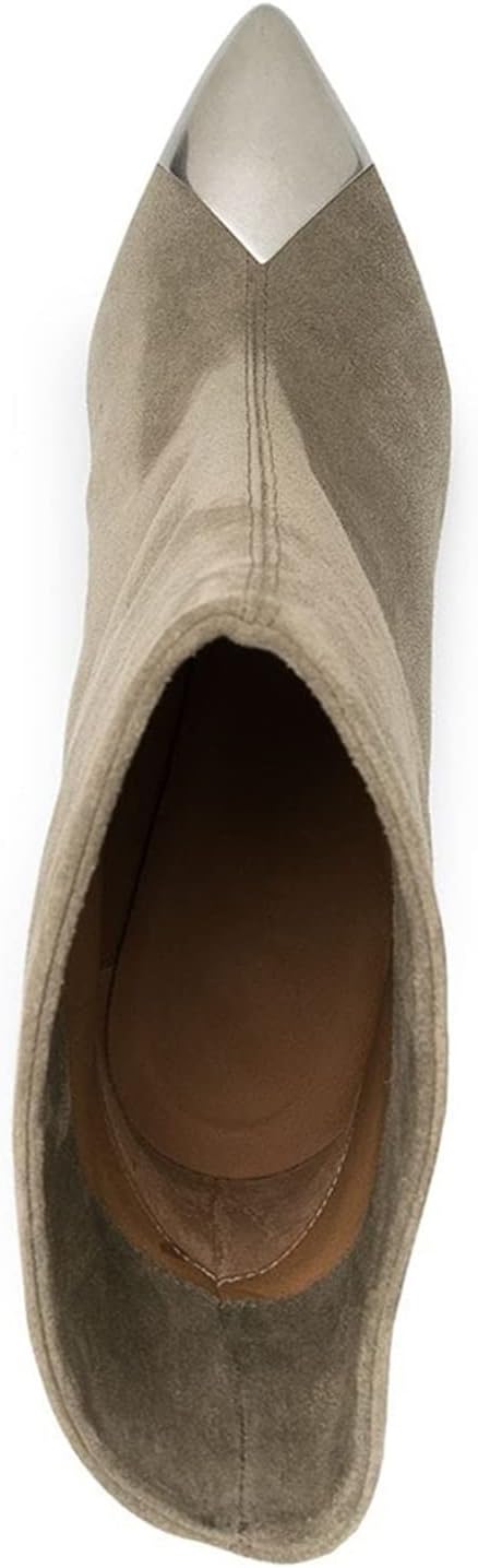 Boots Short Boots Women Metal Pointed Toe Ladies Ankle Boots for Square Heels Large Size 43 Sassy Stiletto Heels Booties(A,40)