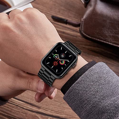 baklon Pack 2 Metal Strap Compatible with Apple Watch Strap 38/40/41/42mm, Stainless Steel Replacement Wristband Compatible with iWatch Series Ultra SE 3 2 1 Series 11 10 9 8 7 6 5 4,Black - Image 7