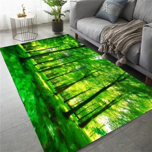 Tapis de salon vert forestier idéal pour chambre d'adolescent - 2