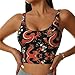Cozy for Japanese Chinese Dragon Flower Black Floral Yoga Bra for Women Girls, U-Shaped Back Tops with Pads Control Shapewear Outfit for Sports Fitness