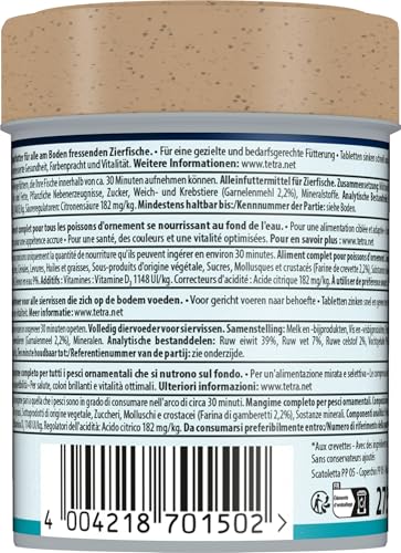 Tetra Tablets TabiMin - Tabletten Fischfutter für alle Bodenfische, z.B. Welse, Schmerlen oder bodengründelnde Barben, 275 Tabletten Dose