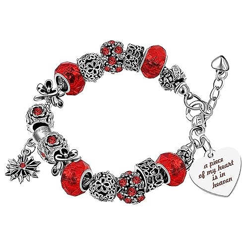 Uloveido Women's Snake Charm Love Crystal Strand Beaded Bangle Bracelet - A Piece of My Heart is in Heaven Memorial Gifts, Crystal, Cubic Zirconia