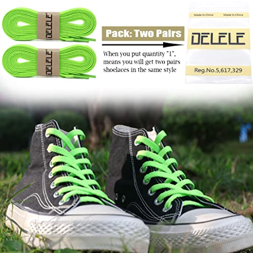Delele 2 Pair 23.62" Flat Shoe Laces 5/16" Wide Shoelaces For Athletic Running Sneakers Shoes Boot Strings Fluorescent Green #TOP4