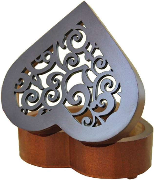 Vintage Music Box, Heart Shape Wooden Mechanism Wind Up Musical Box Gift for Christmas/Birthday/Valentine's Day, Melody You are My Sunshine - Image 2