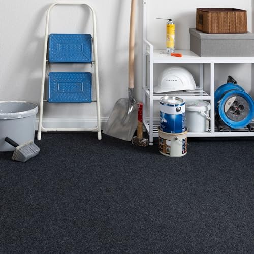 Preisvergleich Produktbild Steffensmeier Teppichboden Nadelfilz Paris / Meterware Rollenware Bodenbelag 9 mm für Abstellkammer Dachboden Hobbyraum / Anthrazit, Größe: 200x200 cm