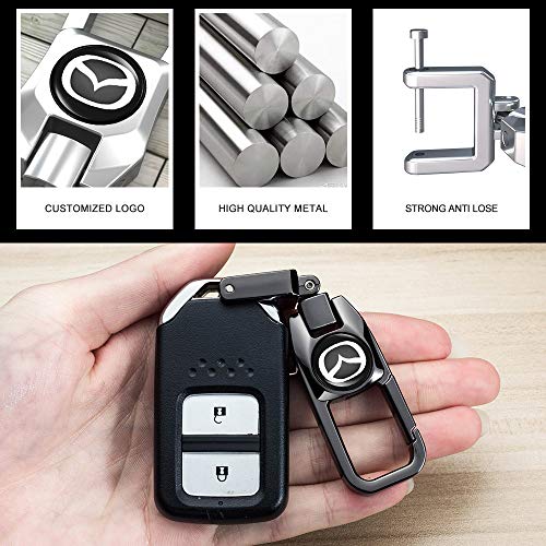 Metal Car Key Chain Key Ring For Car Key Fob,Car Keyring Keychain Replacement With Logo Work With Mazda M2 M3 M5 M6 Mx5 Rx7 Rx8 A8 Cx9 Mx6 R3 Cx-5 Cx-7 Cx-8,Car Key Fob Accessory For Men Women,Black #TOP1