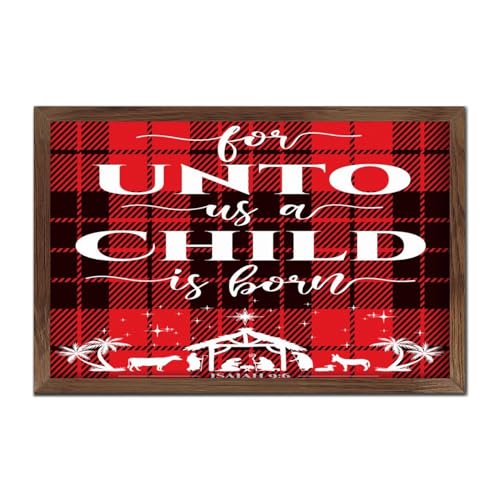 Cadre Noël Unto Us A Child Is Born style vintage