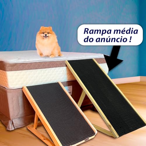 Rampa Pet Antiderrapante Média Ajustável Regulável Madeira Gato e Cachorro Sem Pintura