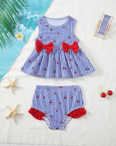 Image of Toddler Girl Swimsuit Baby Girl Bathing Suit Long Sleeve Floral Zipper One-Piece Rash Guard Swimsuit with Hat