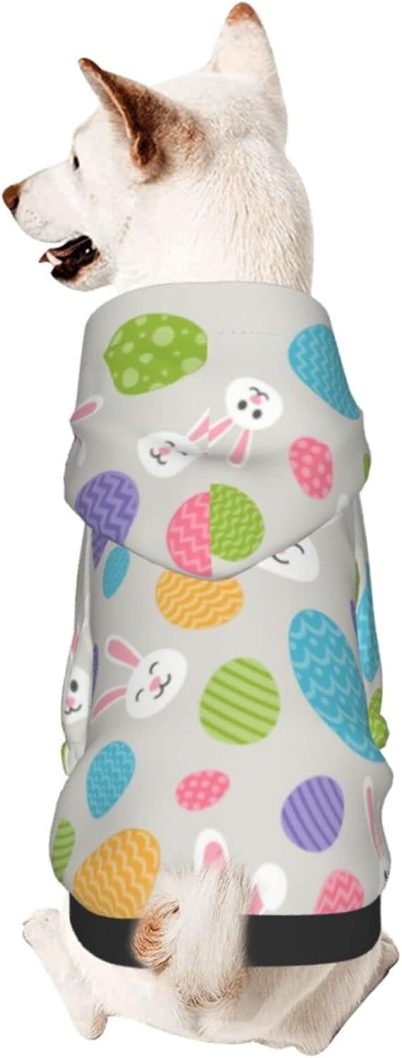 Happy Easter Rabbit Pattern Dog Hoodies, Pet Clothes Costumes, Pets Wear Hoodie Sweatshirt Outfit for Dogs Cats Cosplay Party,Medium