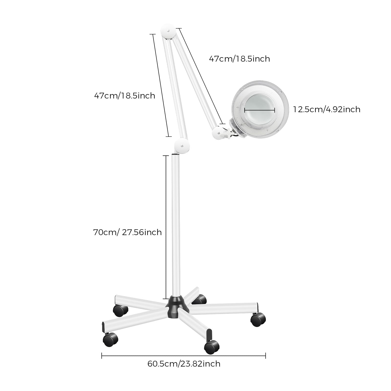 Lampada a lente d'ingrandimento, 5 x 5 piedi, 220 V, 24 W, tubo fluorescente ad anello, antiruggine, con ruota girevole a 360°, utilizzabile per studio, dentale, unghie, ciglia, tatuaggio