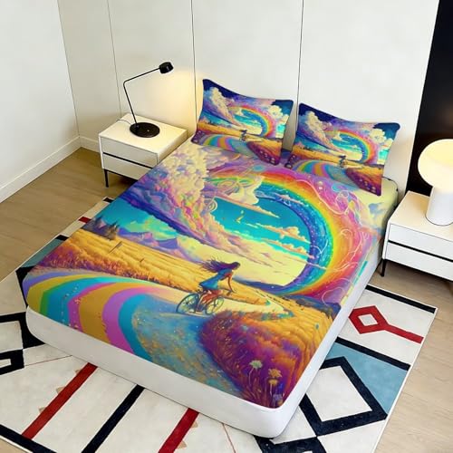 Linge de lit arc-en-ciel en microfibre durable pour matelas 90x200 - 5