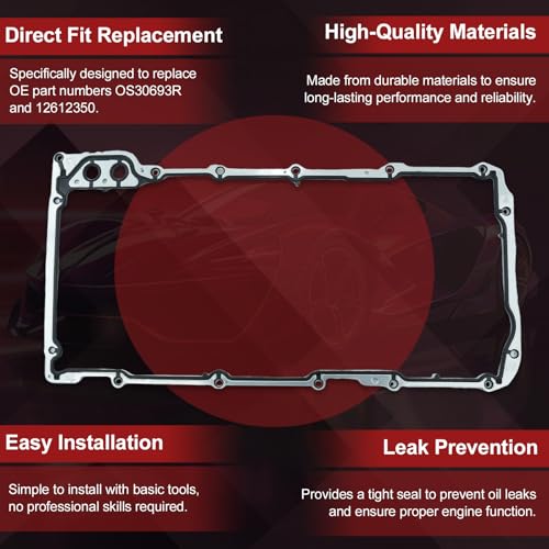 Image of Engine Oil Pan Gasket Set for Chevy Silverado Suburban Tahoe Trailblazer GMC Sierra Yukon Cadillac Escalade 4.8L 5.3L 6.0L 6.2L Replaces OE OS30693R 12612350
