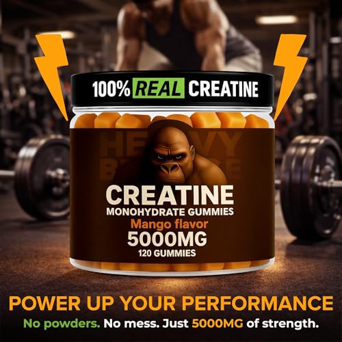 Image of Creatine Monohydrate Gummies 5g Sugar Free Creatine with Vitamin B12 and L-Taurine | Muscle Growth for Men and Women | Low Calorie Formula 120 Gummies for 30 Servings, Mango