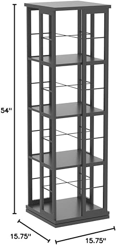 Miniatura 3 de Aheaplus Estantería giratoria, estantería giratoria de madera de 360 exhibiciones, estantería de pie, estante angosto, organizador giratorio para