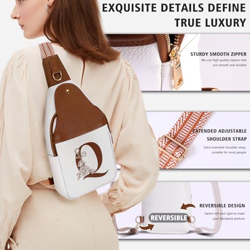 Image of Lizznoe Personalized Crossbody Bag for Women Leather Sling Bags with Initial Letter Chest Bag for Travel, Gift for Mom Wife