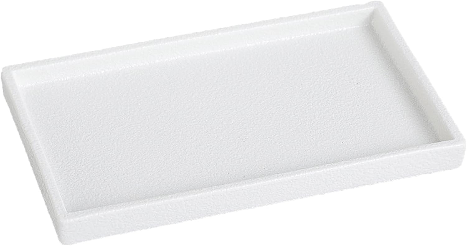Bathroom Vanity Tray - 11'' Ceramic Rectangle Countertop Tray, Heavy-Duty Perfume Organizer Plate, Jewelry Ring Tray, Kitchen Soap Dispenser Stone Trays, Marble White