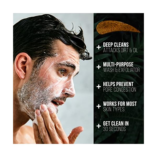 RUGGED & DAPPER Daily Power Scrub | 8 oz | Premium Exfoliating Mens Face Wash | Deep Cleans + Prevents Breakouts | Face Wash Men's | Natural Ingredients | Made in USA