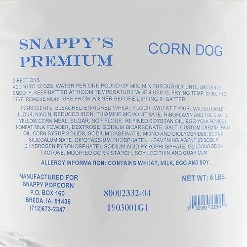 Snappy Premium Corn Dog Mix, 5 lb Bag, Authentic Batter for Golden Crispy Corn Dogs
