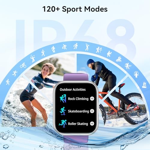Image of Smart Watch for Men - 1.85 inch HD 2026 Upgraded Fitness Tracker Bluetooth Call and Text Smartwatch with 7 Day Battery 5 ATM Waterproof Heart Rate Sleep Monitor 130+ Sport Modes for Android & iOS (Purple)