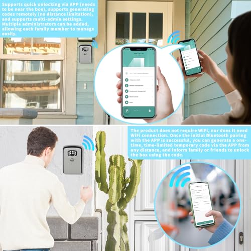 SISAV Security Key Lock Box Instant Remote Access Via Bluetooth/Code/App Resettable Set Your Own Combination 6 Digit Storage Smart Lock Box No WiFi Wall Mounted 5 Key Large Capacity,Black SISAV Security Key Lock Box Instant Remote Access Via Bluetooth/Code/App Resettable Set Your Own Combination 6 Digit Storage Smart Lock Box No WiFi Wall Mounted 5 Key Large Capacity,Black