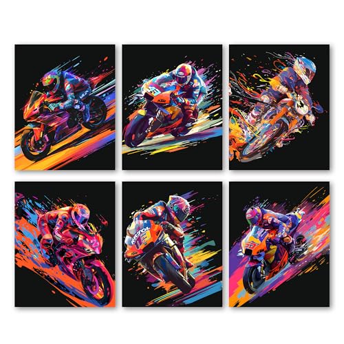 Bgohrd Watercolor Motorcycle Poster Set of 6