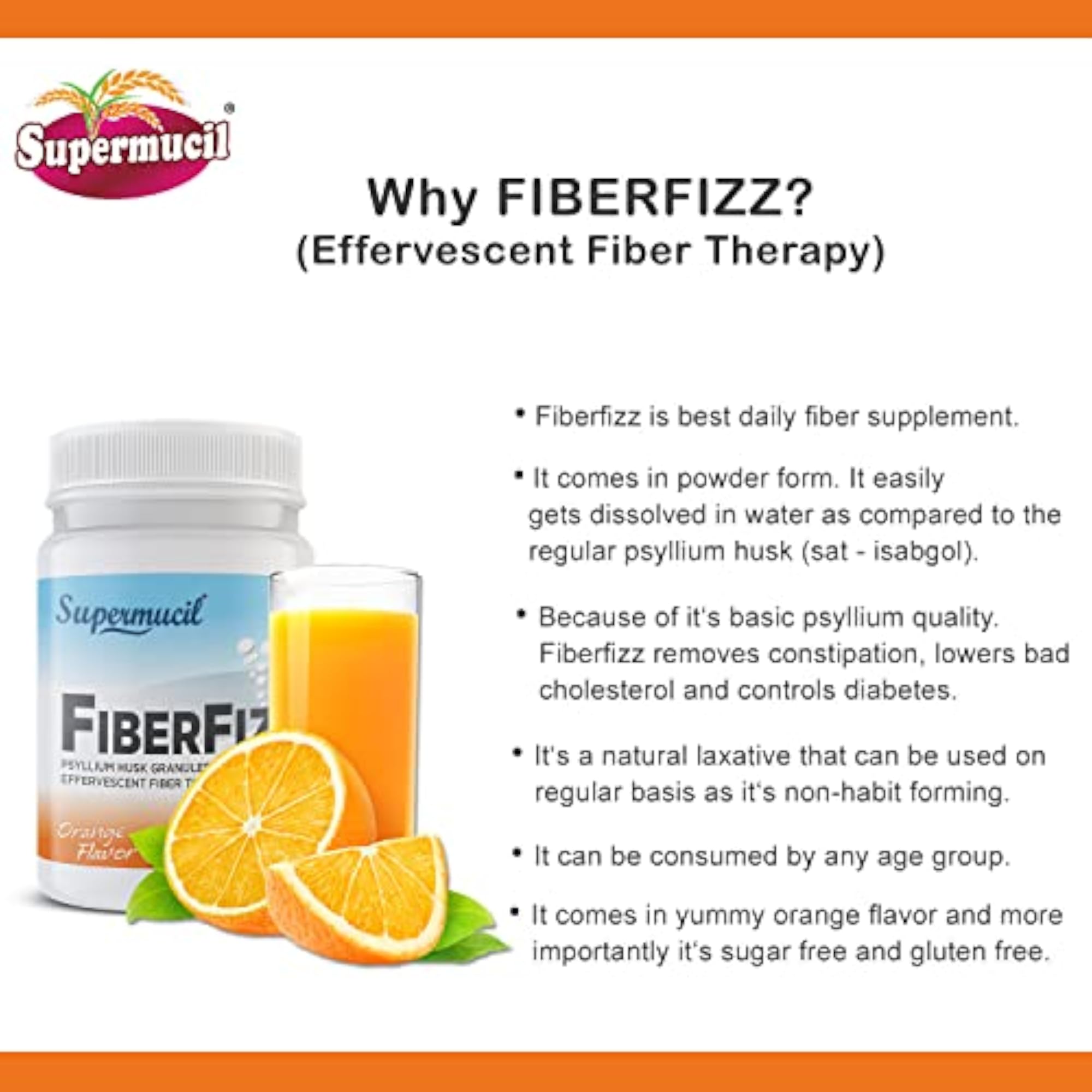 SUPERMUCIL FiberFizz: Psyllium Effervescent - 300 Gms