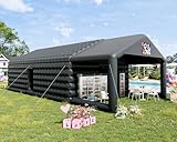 Albott 39x20x14 FT Large Black Inflatable Nightclub Tent for Adults with Pavilion Rest Area, Black Inflatable Night Club Gazebo with 2 Side Doors & Logo Area for Birthday, Wedding, Backyard Events