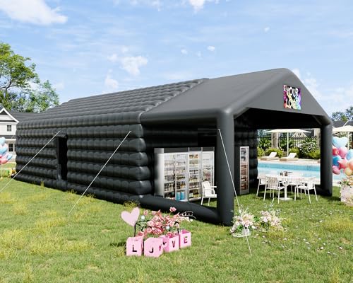 SPECRAFT 39x20x14 FT Large Inflatable Nightclub with Additional Gazebo, 2 Sides Escape Doors Inflatable Tent for Parties, Party Tent for Birthday Party/Outdoor Events