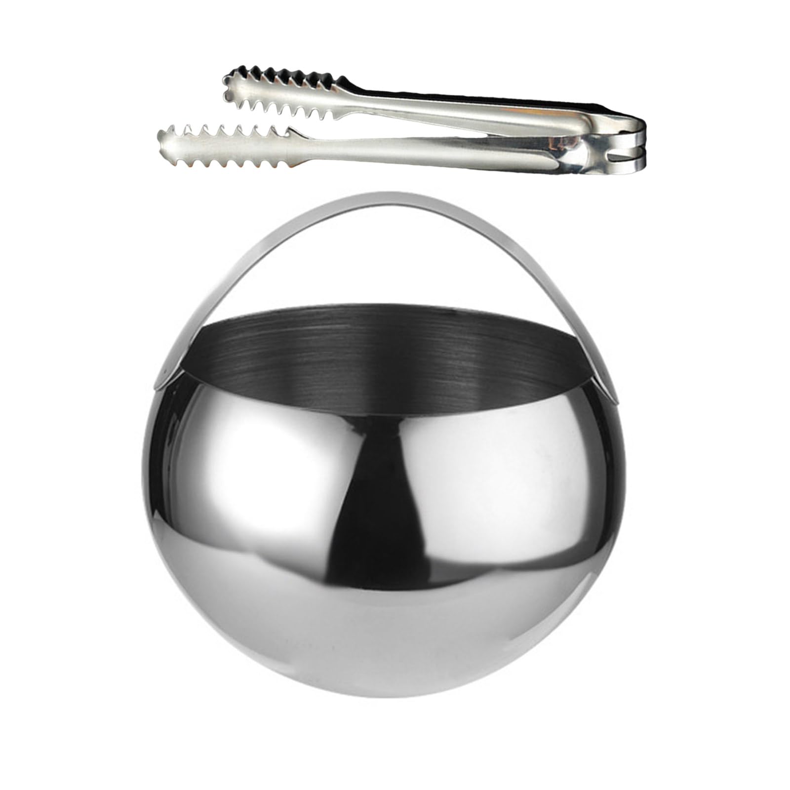 YROHGKPN 2L Stainless Steel Round Ice Buckets with Tongs Beverage Cooling Container for Home and Outdoor Parties Event Insulated Buckets for Parties