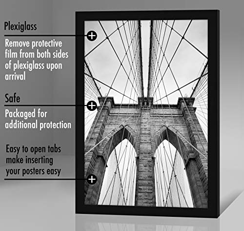 Americanflat 20x30 Poster Frame with Polished Plexiglass - Black Picture Frame - Wide Photo Frames Made of Engineered Wood for Vertical or Horizontal Wall Display - Epic Collection - Black