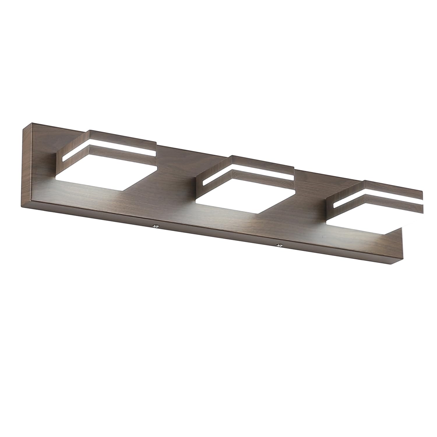 SineRise LED Modern Bathroom Vanity Light Fixtures, Modern Acrylic Bathroom Wall Lighting Fixtures Over Mirror, 3-Light, 24-Inch, Brown, White
