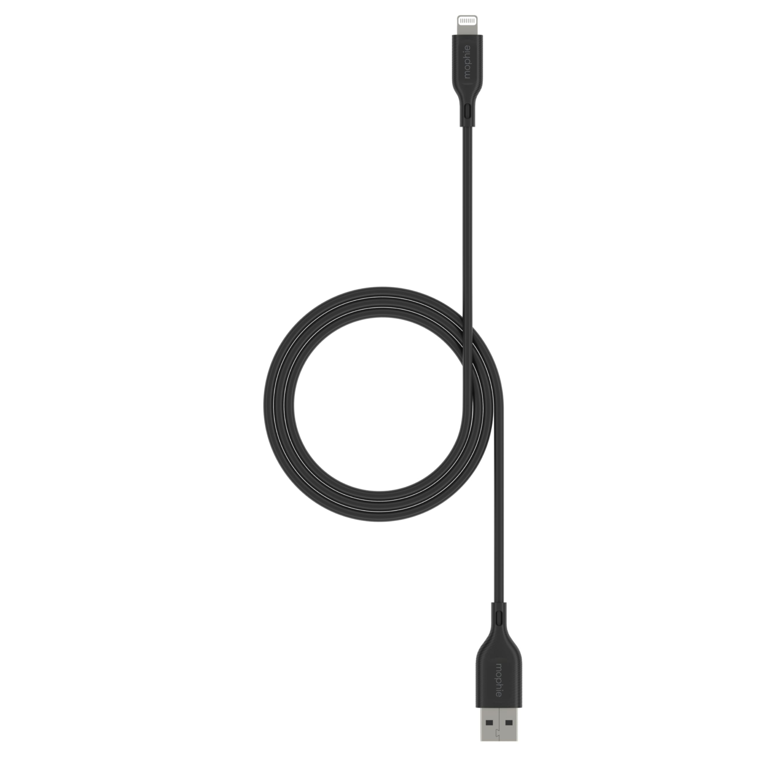 ZAGG mophie Essentials USB-A to Lightning Fast Charger and Data Transfer Cable, Enduraflex Silicone, Long-Lasting, Heavy-Duty, 12W, 1m, Black