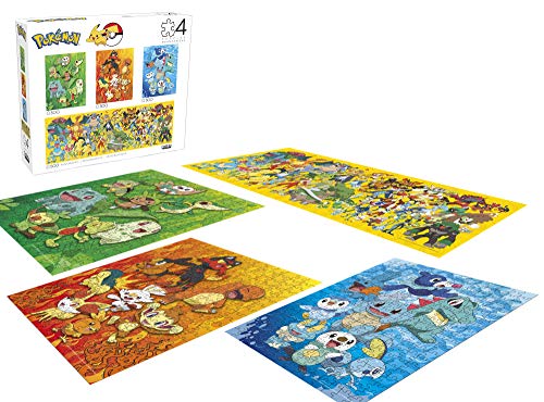 Buffalo Games - Pokémon First Partner - Puzzle Multipack 4 unidades, 1000 piezas, para adultos, hecho en USA, cartón reciclado, incluye póster, arte para enmarcar miniatura 2