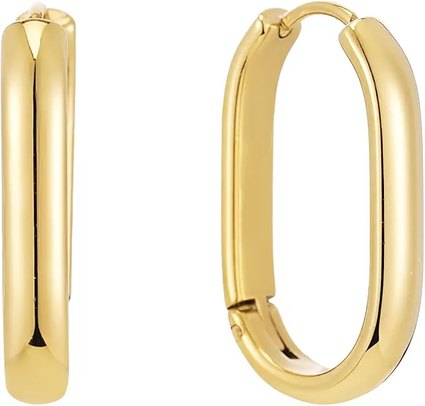 Sylph 18K Gold Plated Paperclip Earrings For Women Trendy Chain Link Earrings Gold Statement Square Hoop Earrings Rectangle Drop Dangle Earrings Jewelry Gifts For Wedding