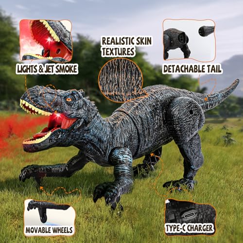 Hot Bee Remote Control Dinosaurs Toys for Kids 3-5 5-7 T-Rex Dinosaurs from Dinosaurs World, Electric Robot Walking Dinosaur with Light& Roaring Sound, Toys for Christmas - Thumbnail 3