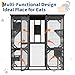 70 in Walk-in Catio with Window Access, Extra Large Outdoor Cat Enclosure for Multiple Cats, Waterproof Roof Cattery with Bridge and Scratching Post Outside Cat Patio Playpen Grey