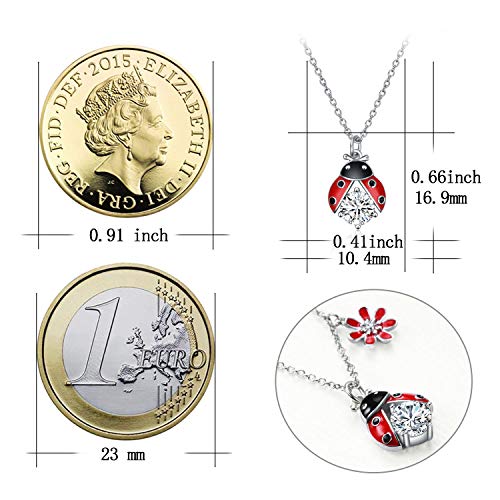 POPLYKE Ladybug Necklace for Women Sterling Silver Ladybug Jewelry Gifts for Mother Daughter3