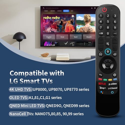 Image of LG TV Remote Compatible with LG Magic Smart WebOS 4K UHD OLED LED TV Models MR21GA MR22GA MR23GA MR24GA AKB76036207, Voice Replacement Remote Control, LED 704 VC