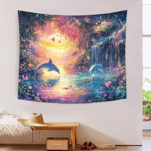 Couverture murale 3D dauphin grand format poster textile pour déco chambre et salon