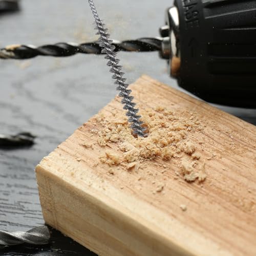 Zocipro 6 Stück Bohrlochbürste, Drahtbürste Rund 8mm/12mm/16mm/20mm/25mm/30mm für Reinigen von Bohrlöchern, Reinigungsbürste Edelstahl mit Holzgriff für Schlagbohrmaschinen