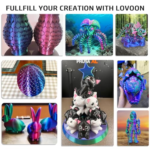 Image of LOVOON 3D Printer Filament, Tricolor PLA Filament 1.75mm Silk Rainbow Filament Green-Red-Blue, 3D Printing Accessories PLA Filament Multicolor, Dimensional Accuracy + /-0.02mm, 2.2lbs /Spool