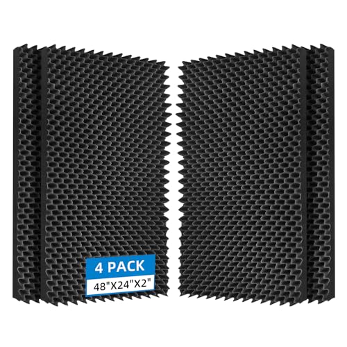 Geynnple 4 Pack Sound Proof Foam Panels |48"×24"×2" Quick-Recovery Soundproof