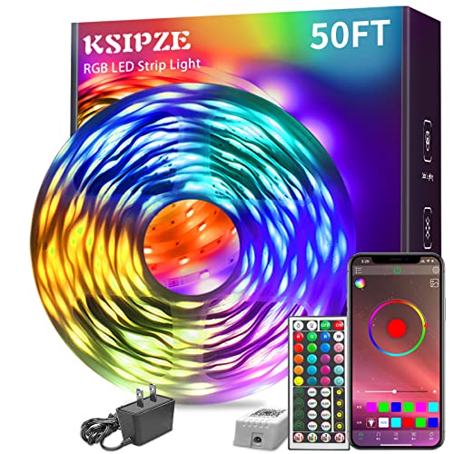 Ksipze Led Strip Lights Rgb Music Sync Color Changing,Sounds Activatived Lighting Equipment,Bluetooth Led Lights With Smart App Control Remote,Led Lights (50 Ft) #TOP24