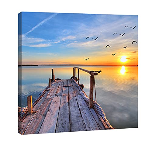 Wieco Art Bridge Canvas Prints Artwork for Wall Decor Stretched Art work Modern Canvas Wall Art for Home and office Decoration Landscape Picture Print on Canvas Art 24 by 24 inch