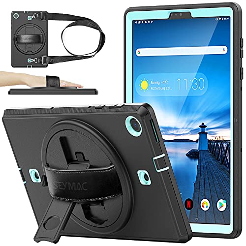 SEYMAC stock Coque pour Lenovo Tab M10 FHD Plus (2nd Gen) 10,3 Pouces, Coque de Protection Robuste avec Support Rotatif 360 / Dragonne Protecteur D'écran pour Lenovo M10 FHD Plus 10,3 (Bleu Ciel) Cover