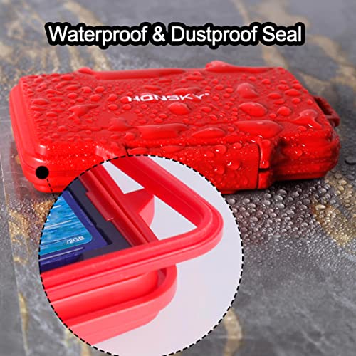 SD Card Holder, Honsky Waterproof Memory Card Holder Case for SD Cards, Micro SD Cards, SDHC SDXC, Red - Thumbnail 4