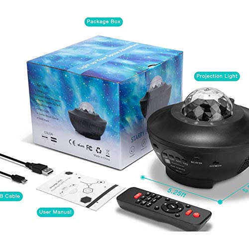 Projetor de Galaxia Estrelas PINKK com 21 Modos, Música LED Nebula Oceano Sky Light, Projetor de Luz